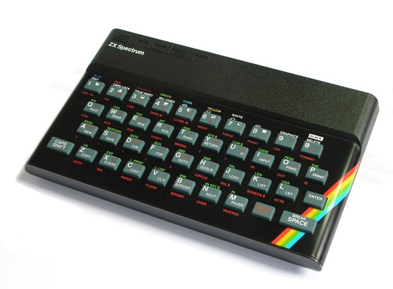 The ZX Spectrum, featuring a four-color rainbow on an otherwise black
keyboard