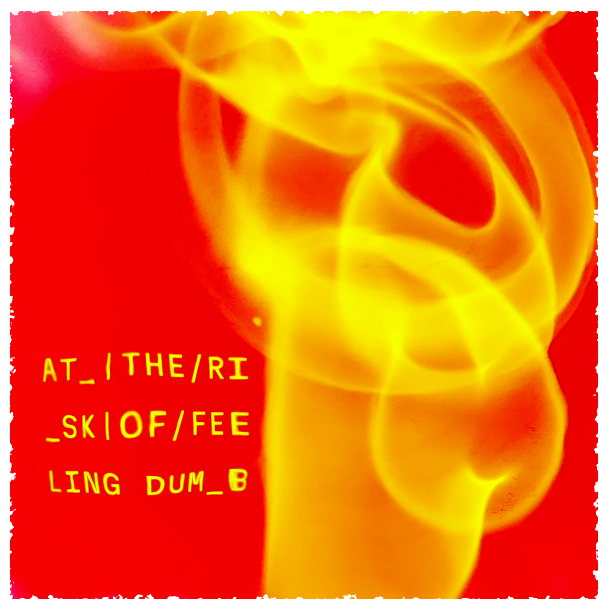 Album cover. yellow smoke on a red
background
