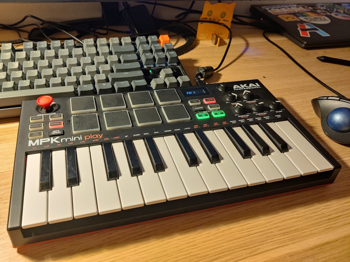MIDI keyboard next to a regular
keyboard