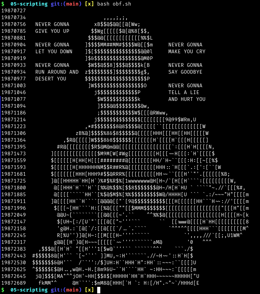 ASCII art of Rick Astley
