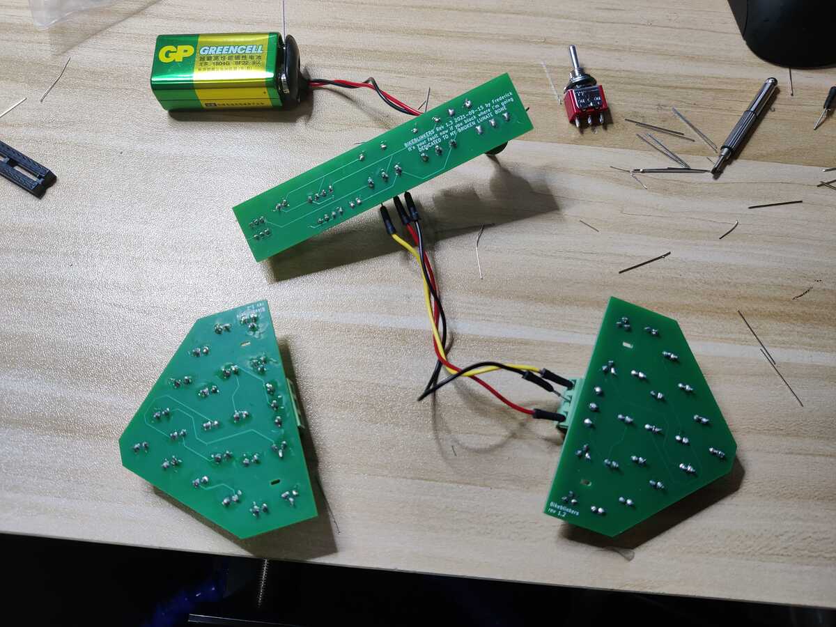 
        The boards are flipped, showing the solder joints
    