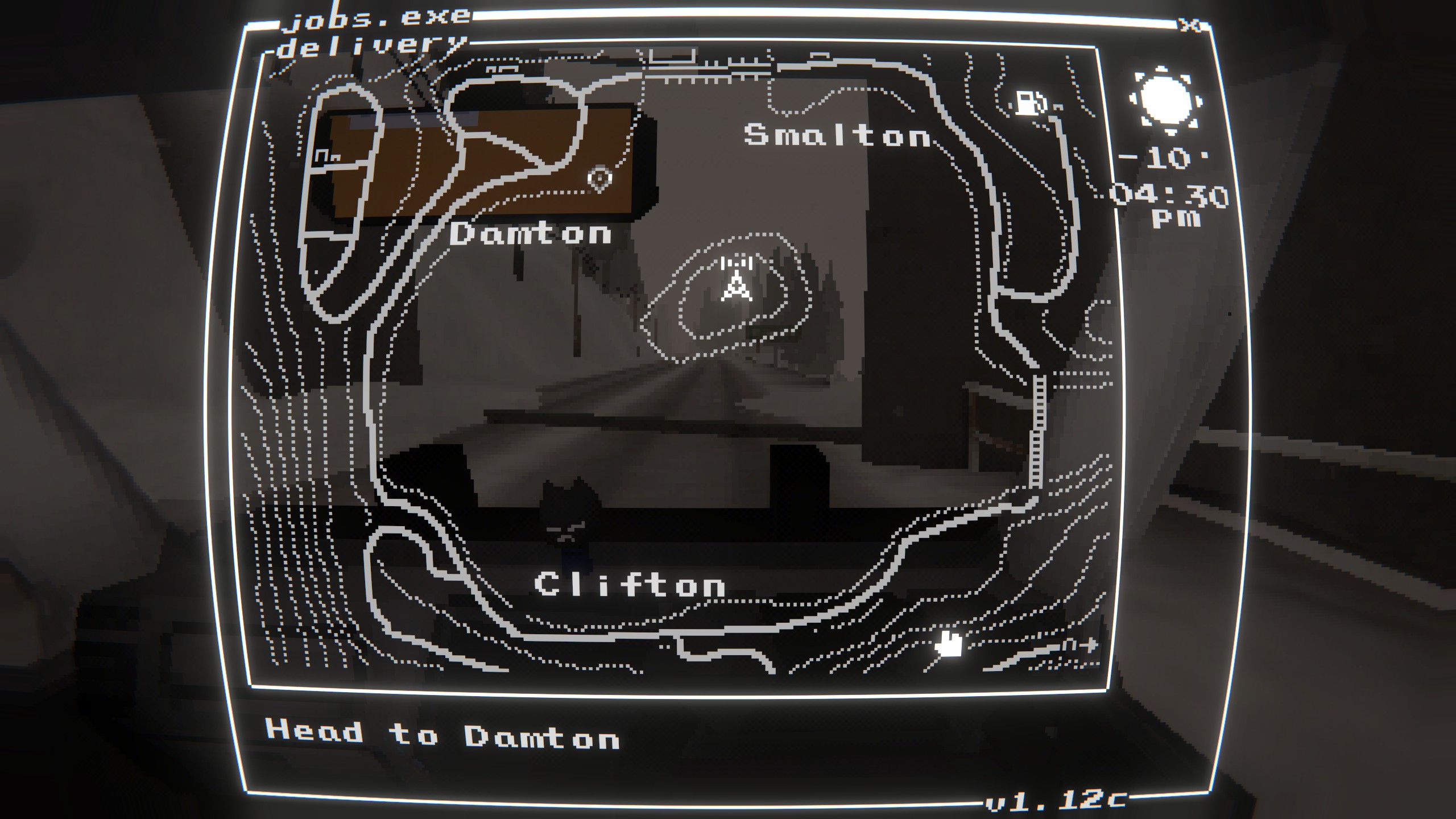 Map showing an off-road
destination