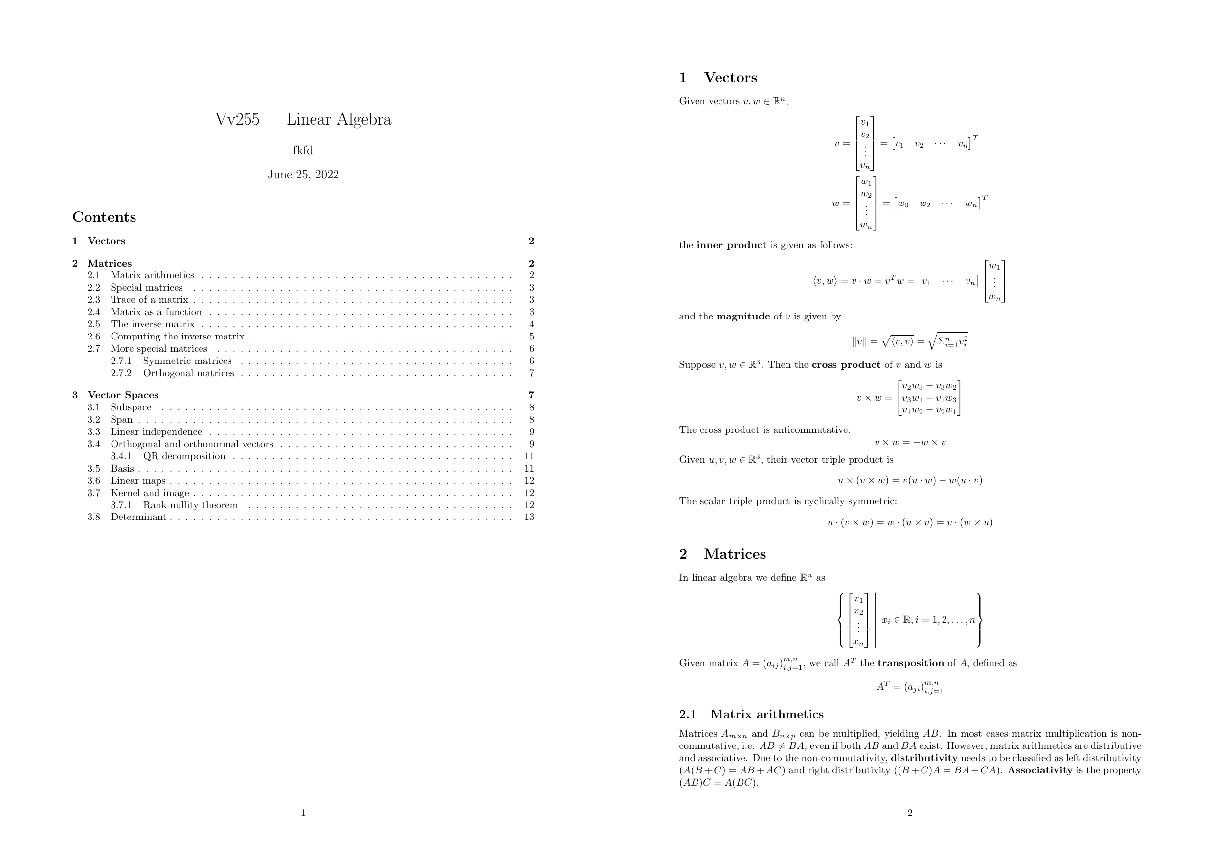 First two pages of notes