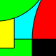 A color image with green, yellow, cyan, red and black
