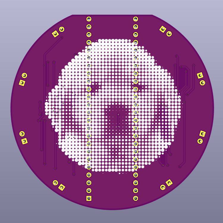Purple PCB with halftone silkscreen of a puppy